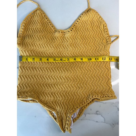 She Made Me crocheted one piece swimsuit yellow size SM - Picture 13 of 14